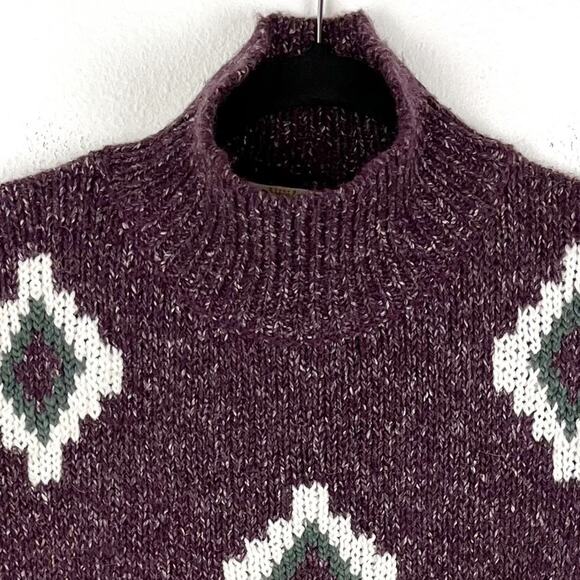 Vintage 90s Sweater Oversized Funnel Mock Neck Medium - Picture 3 of 8